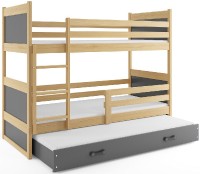 Patrová postel s přistýlkou RICO 3 80x160 cm, borovice/grafitová