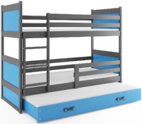 Patrová postel s přistýlkou RICO 3 80x160 cm, grafitová/modrá