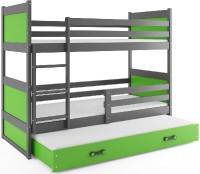Patrová postel s přistýlkou RICO 3 80x160 cm, grafitová/zelená