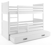 Patrová postel s přistýlkou RICO 3 80x190 cm, bílá/bílá