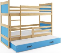 Patrová postel s přistýlkou RICO 3 80x190 cm, borovice/modrá