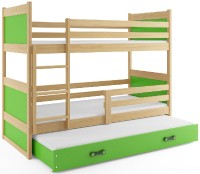 Patrová postel s přistýlkou RICO 3 80x190 cm, borovice/zelená