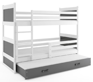 Patrová postel s přistýlkou RICO 3 90x200 cm, bílá/grafitová