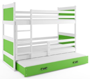 Patrová postel s přistýlkou RICO 3 90x200 cm, bílá/zelená