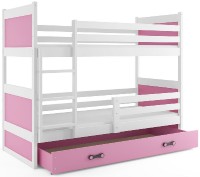 Patrová postel RICO 80x160 cm, bílá/růžová