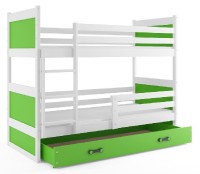 Patrová postel RICO 80x160 cm, bílá/zelená