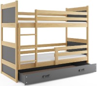 Patrová postel RICO 80x160 cm, borovice/grafitová