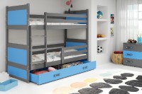 Patrová postel RICO 80x160 cm, grafitová/modrá