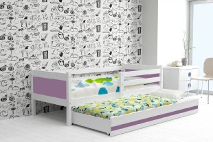 Dětská postel s přistýlkou RINO 2 80x190 cm, bílá/fialová