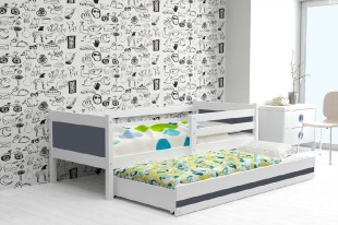 Dětská postel s přistýlkou RINO 2 80x190 cm, bílá/grafitová