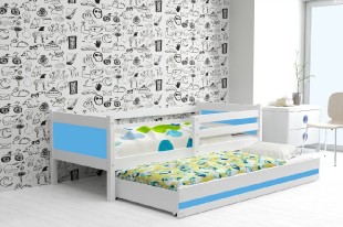 Dětská postel s přistýlkou RINO 2 80x190 cm, bílá/modrá