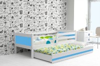 Dětská postel s přistýlkou RINO 2 80x190 cm, bílá/modrá
