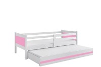 *Dětská postel s přistýlkou RINO 2 80x190 cm, bílá/růžová - akce