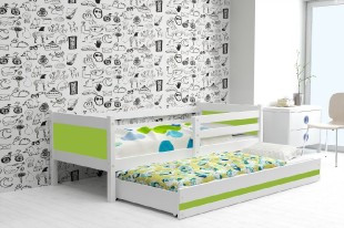 Dětská postel s přistýlkou RINO 2 80x190 cm, bílá/zelená