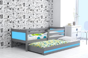 Dětská postel s přistýlkou RINO 2 80x190 cm, grafitová/modrá