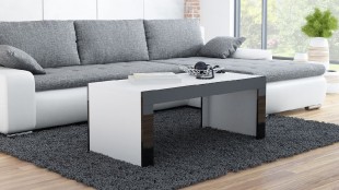 Konferenční stolek LAWA TESS, bílá matná/černý lesk