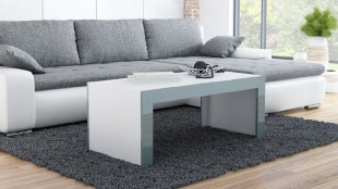 Konferenční stolek LAWA TESS, bílá matná/šedý lesk