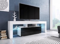 Televizní stolek Toro 138cm, bílý lesk / černý lesk