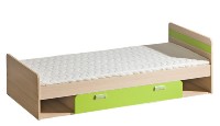 LIMO L13 postel s úložným prostorem jasan/zelená