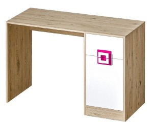Pracovní stůl NIKO 10 dub jasný/bílá/růžová