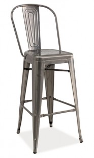 Barová kovová židle LOFT H-1 kartáčovaná ocel