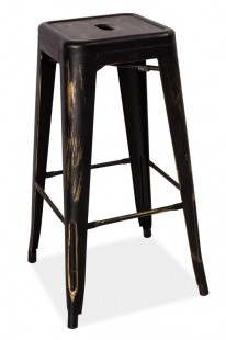 Barová kovová židle LONG černá přetíraná