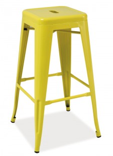 Barová kovová židle LONG žlutá