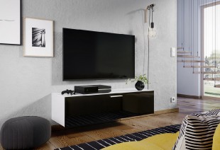 Televizní stolek ALABAMA bílá/černý lesk