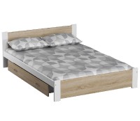Dřevěná postel DMD 3, 120x200 + rošt ZDARMA, Bílá - Dub sonoma