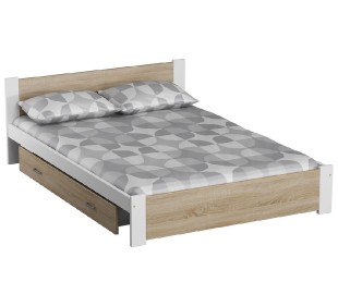Dřevěná postel DMD 3, 160x200 + rošt ZDARMA, Bílá - Dub sonoma
