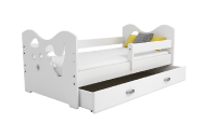 Dětská postel Miki 80x160 B3, bílá/bílá + rošt, matrace, úložný prostor