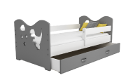 Dětská postel Miki 80x160 B3, šedá/šedá + rošt, matrace, úložný prostor