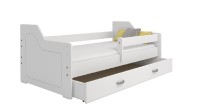 Dětská postel Miki 80x160 B4, bílá/bílá + rošt, matrace, úložný prostor