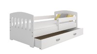Dětská postel Miki 80x160 B6, bílá/bílá + rošt, matrace, úložný prostor
