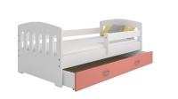 Dětská postel Miki 80x160 B6, bílá/růžová + rošt, matrace, úložný prostor