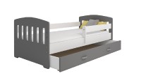 Dětská postel Miki 80x160 B6, šedá/šedá + rošt, matrace, úložný prostor