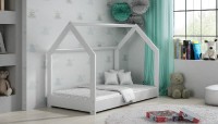 Dětská postel Domek 80x160 cm D1 + rošt a matrace ZDARMA - bílá