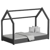 Dětská postel Domek 80x160 cm D1 + rošt a matrace ZDARMA - šedá