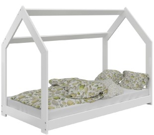 Dětská postel Domek 80x160 cm D2 + rošt a matrace ZDARMA - bílá