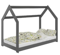 Dětská postel Domek 80x160 cm D2 + rošt a matrace ZDARMA - šedá