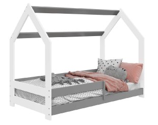 Dětská postel Domek 80x160 cm D5 + rošt a matrace ZDARMA - bílá / šedá