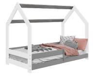 Dětská postel Domek 80x160 cm D5 + rošt a matrace ZDARMA - bílá / šedá