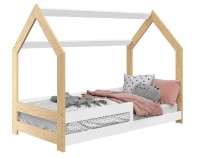 Dětská postel Domek 80x160 cm D5 + rošt a matrace ZDARMA - borovice / bílá