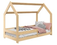 Dětská postel Domek 80x160 cm D5 + rošt a matrace ZDARMA - borovice