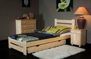 Dřevěná postel Kati 90x200 + rošt ZDARMA - borovice