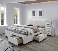 Postel Modena 2 160x200 cm čalouněná s úložným prostorem, bílá