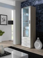 Vitrína Soho S1 192 cm, dub sonoma / bílá lesk