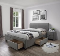 Postel Modena 140x200 cm čalouněná s úložným prostorem, šedá