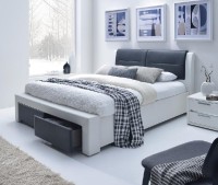 Postel Cassandra S 140x200 cm čalouněná s úložným prostorem, černá / bílá