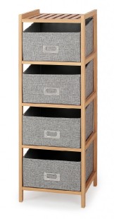 Policový regál s boxy Reg 10, přírodní / šedá